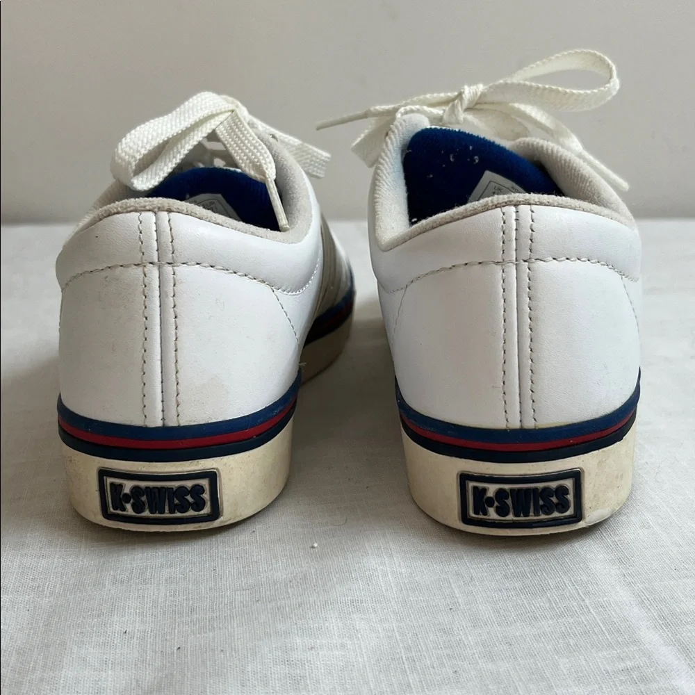 🌞 K-Swiss Authentic Classic White Sneakers Blue Accents unisex women size 6.5